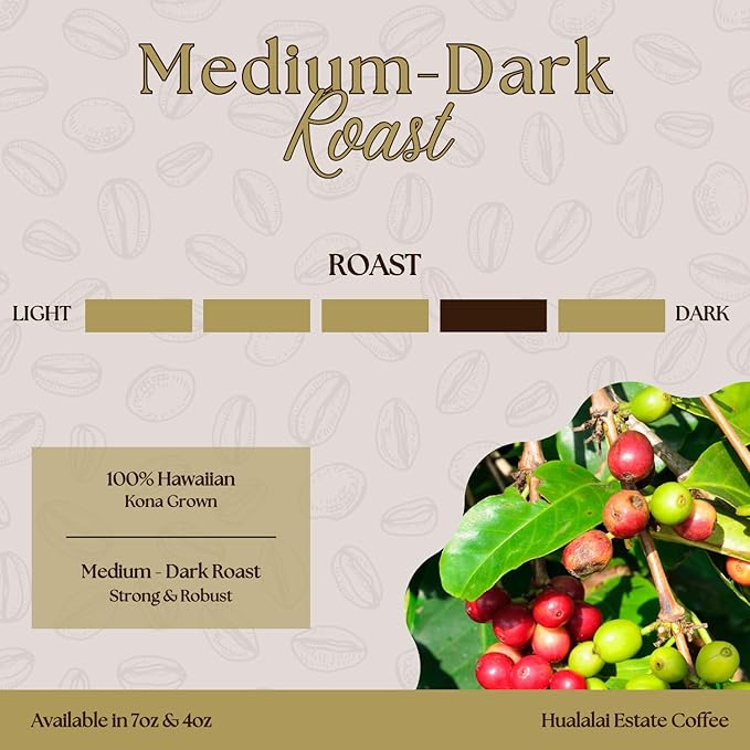 Reserve Hualalai Estate Whole Bean 100% Kona Coffee - Medium Dark Roasted Hawaiian Grown Beans - Pesticide-Free Gourmet Grade Premium Coffee (7 oz) - HAWAIIAN HILLS -  - #tag1# - #tag2# - 