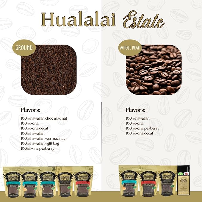 Reserve Hualalai Estate Whole Bean 100% Kona Coffee - Medium Dark Roasted Hawaiian Grown Beans - Pesticide-Free Gourmet Grade Premium Coffee (7 oz) - HAWAIIAN HILLS -  - #tag1# - #tag2# - 